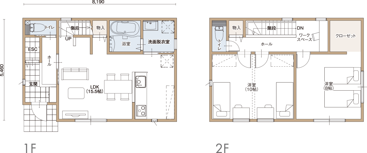 2階建てタイプ間取り