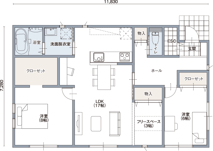 平屋タイプ間取り