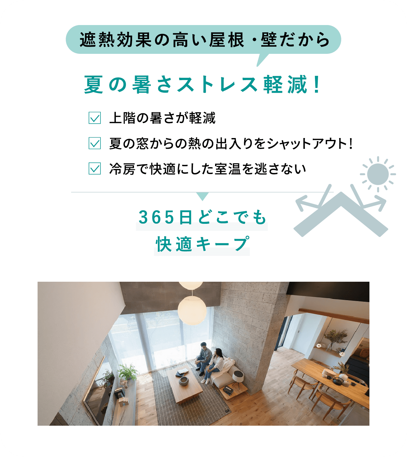 遮熱効果の高いやね・壁だから夏の暑さストレス