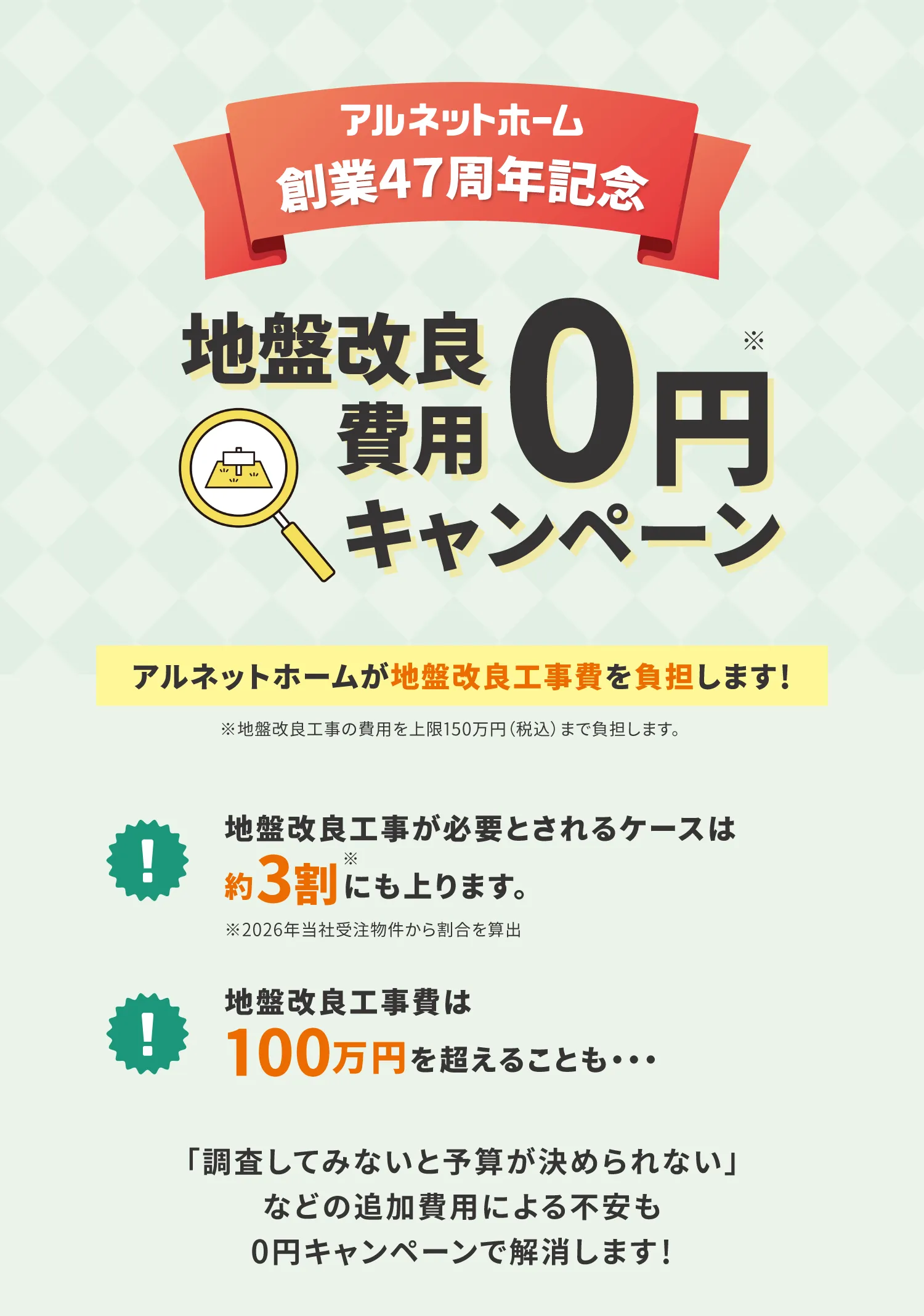 地盤改良費用0円キャンペーン