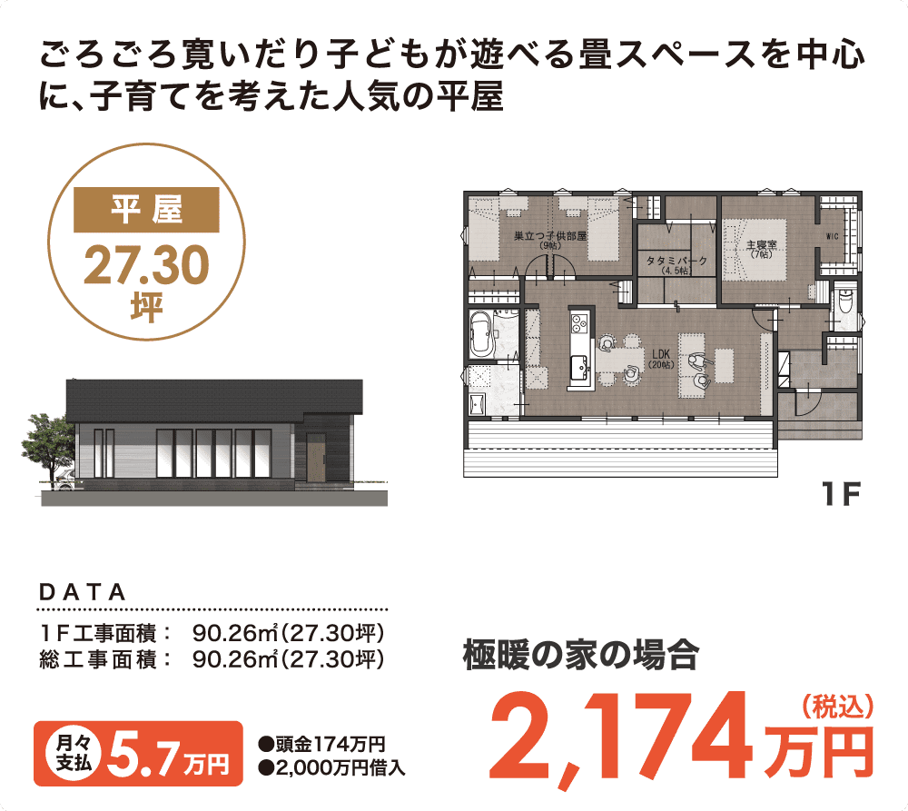 家族の気配を感じ、声のかけやすい収納と子育てを考えた人気の平屋