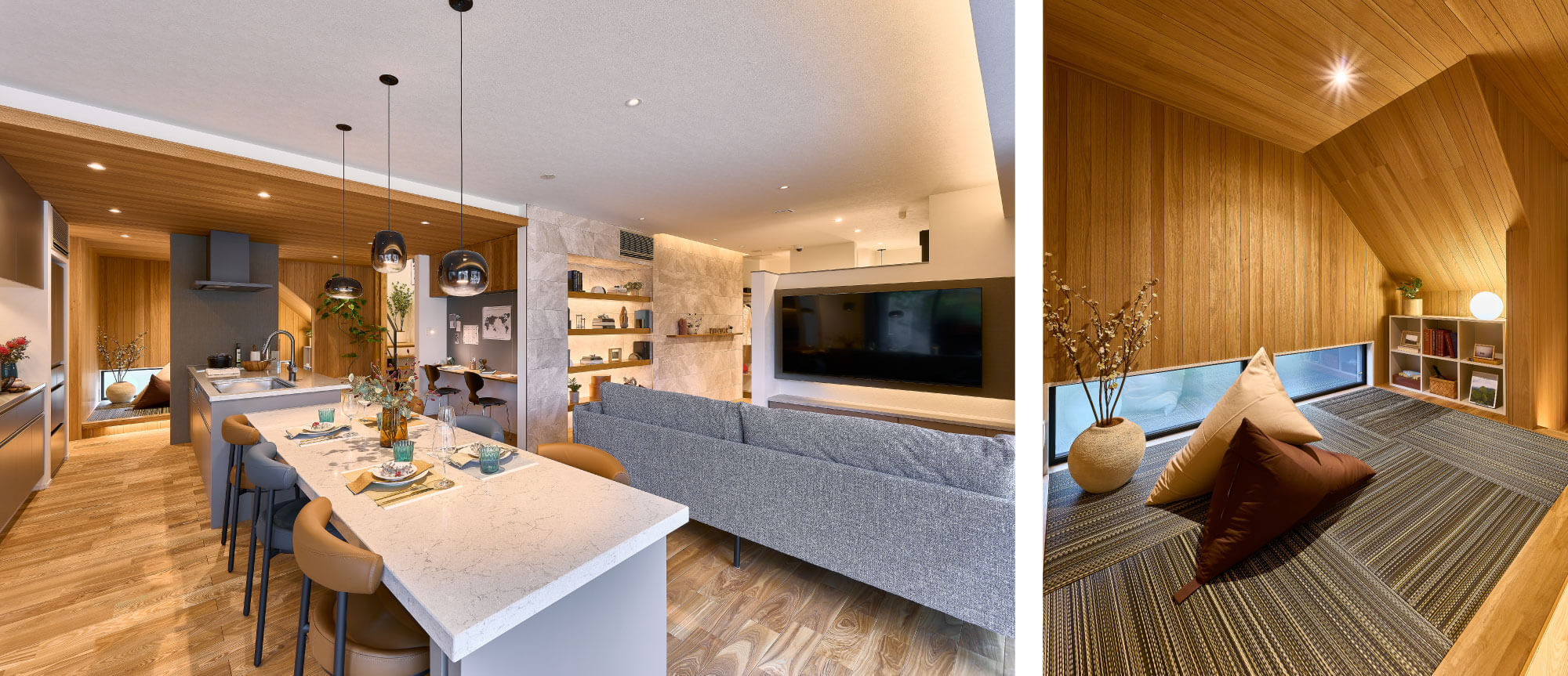 間仕切りのない大空間でも家中快適で自由な間取り