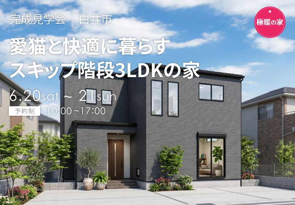 愛猫と快適に暮らすスキップ階段3LDKの家