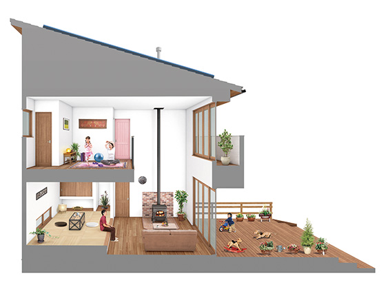 「極暖の家」断面図のイメージ
